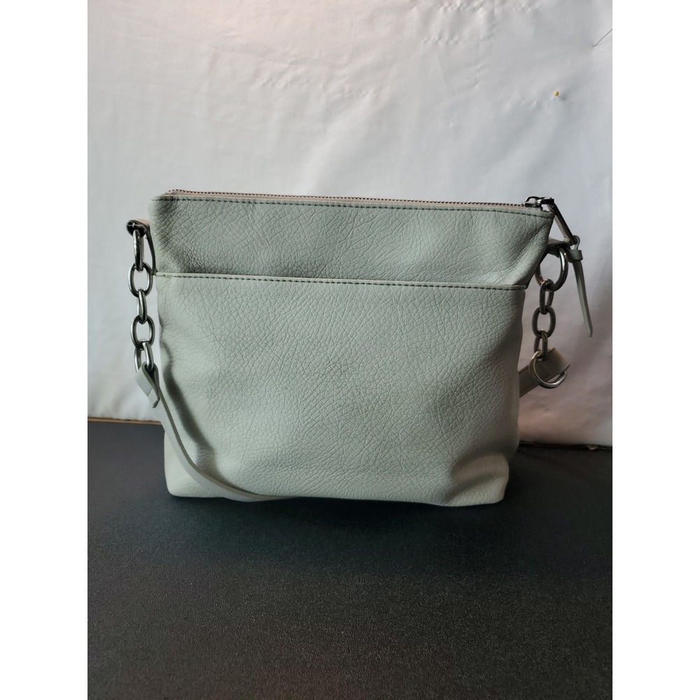 Enzo Angiolini genuine Leather shoulder bag Beige Pockets Zip Clean